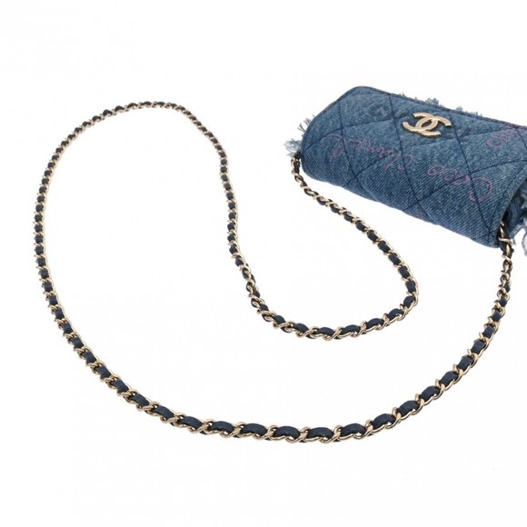 CHANEL Chanel Chain Pochette Blue AP2602 Women's Denim Shoulder Bag - Picture 4 of 13